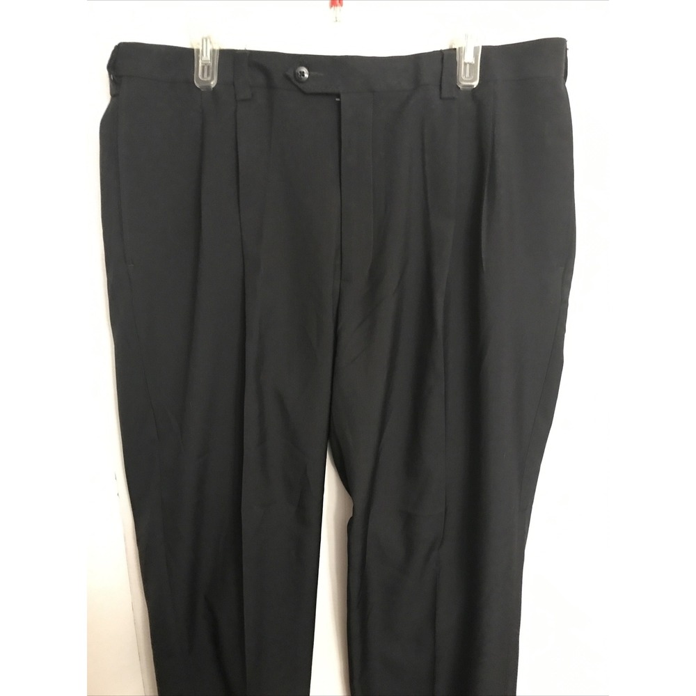 Haggar mens 38x31‎ black pleated front cuffed hem adjustable waist pants